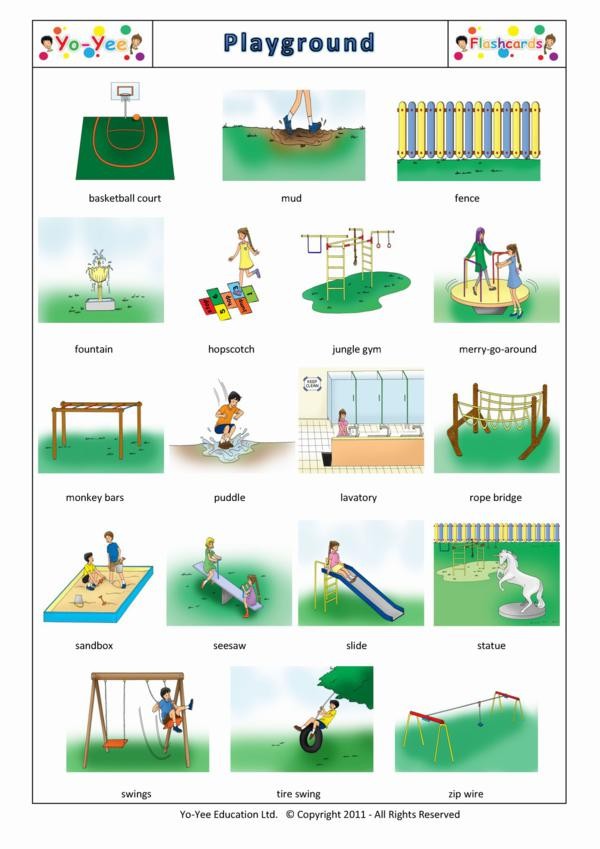 Parque Infantil Playground Flashcards in Spanish for Kids Tarjetas de vocabulario Children and Adults Toddlers