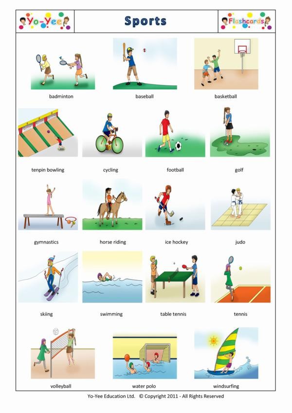 Signalkarten Sport und Sportarten für den Sprachunterricht