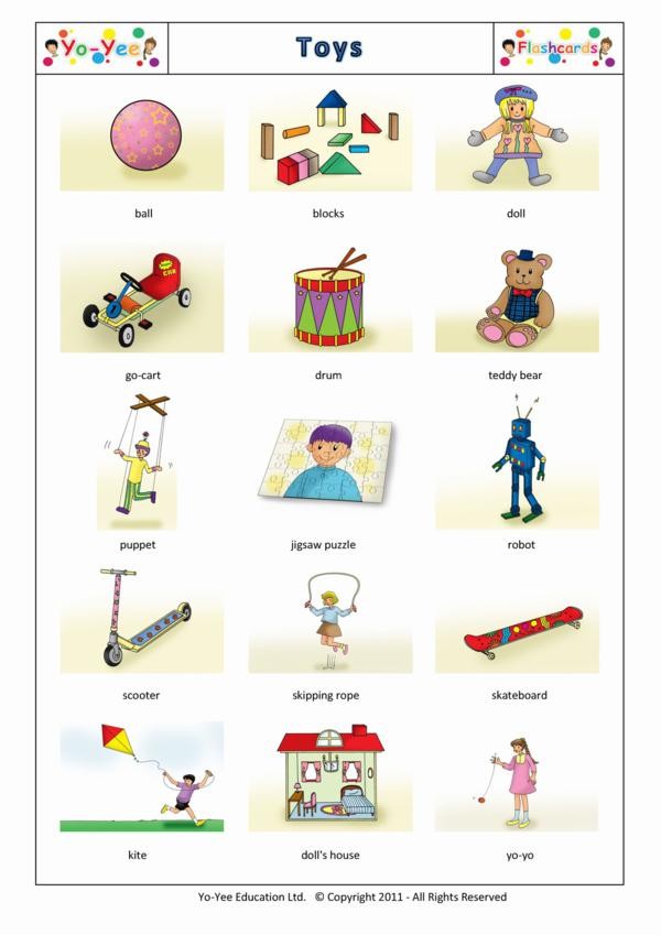 Toys flashcards for children | Jouets | Toys Vocabulary Flash Cards