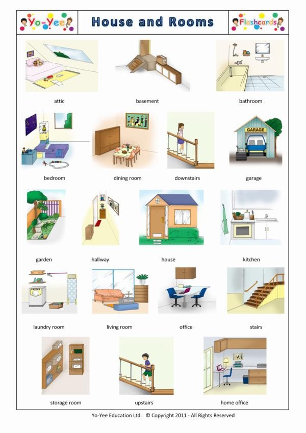 Rooms and House Flashcards for Kids