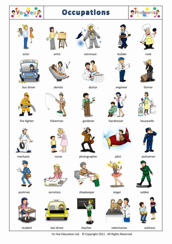 Occupations and Jobs Flashcards for Children