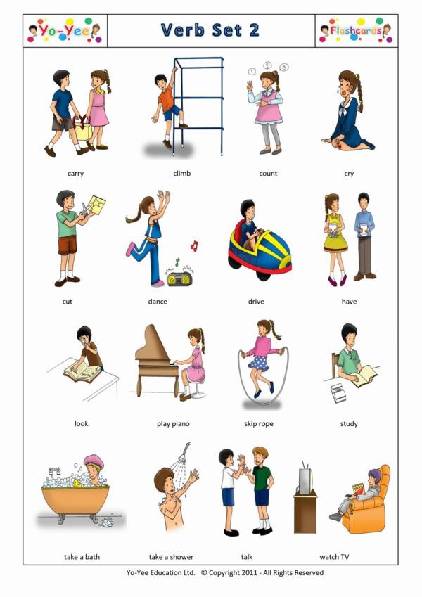 Verbs flashcards in Spanish for kids | Verbos 2
