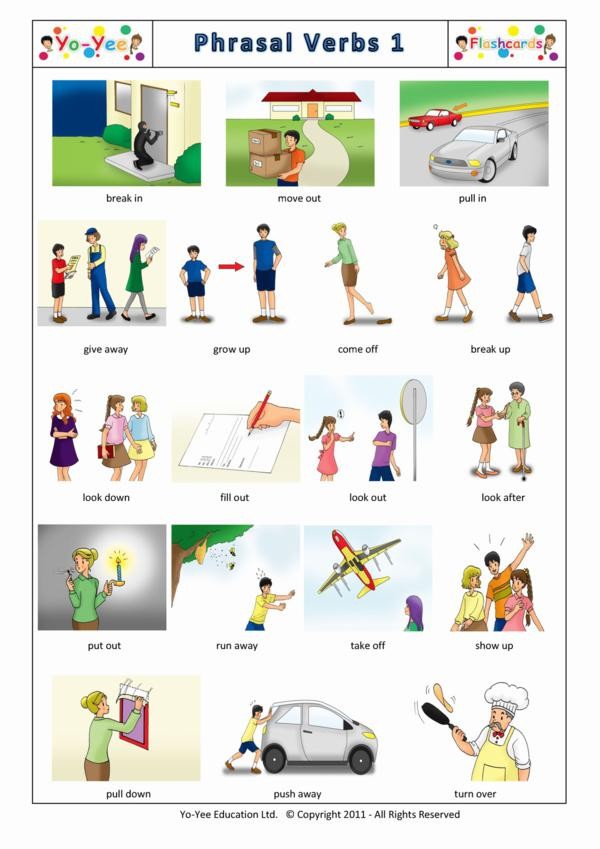 Phrasal Verbs Flash Cards for Kids - Set 1